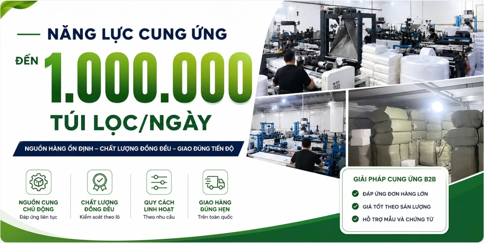 Năng lực cung ứng Bao Bì MIS đến 1.000.000 túi lọc mỗi ngày