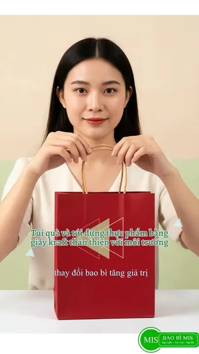 Túi giấy kraft quai xách đựng quà tặng, mỹ phẩm và quần áo