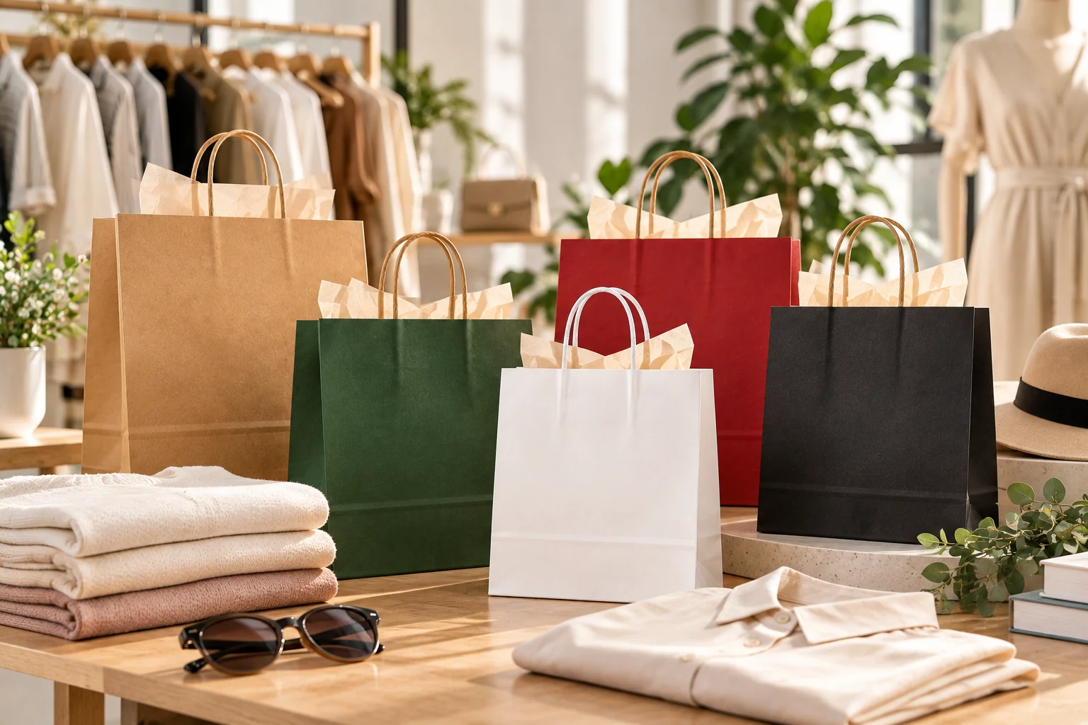 Túi giấy quai xách dùng cho thời trang và shop bán lẻ