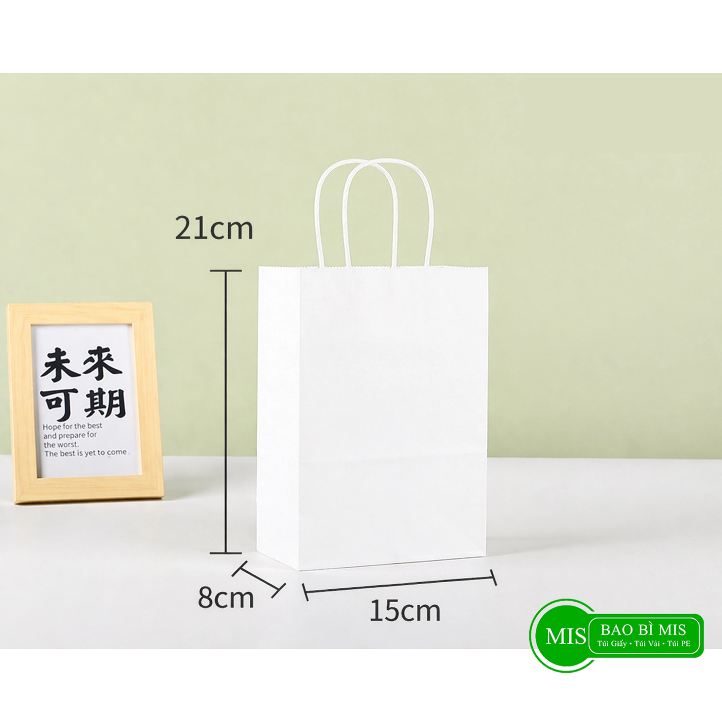 100 Túi giấy trắng nhỏ 15x8x21