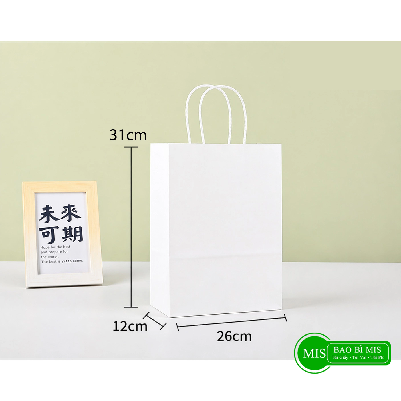 100 Túi giấy trắng lớn 26x12x31